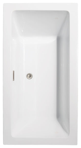 Melody 60" Freestanding White Bathtub, Brushed Nickel Drain