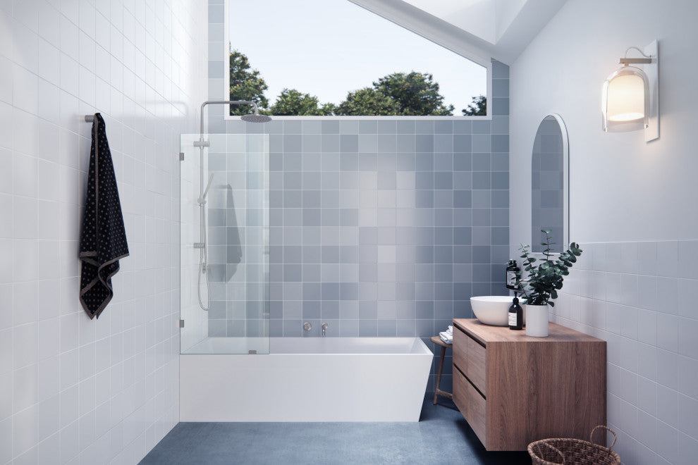 58.25"x24" Frameless Shower Bath Fixed Panel, Brushed Nickel