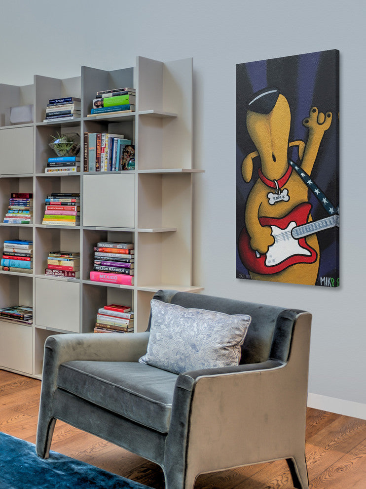Marmont Hill, "Dogs Rock" by Mike Taylor Painting Print on Wrapped Canvas, 12x24
