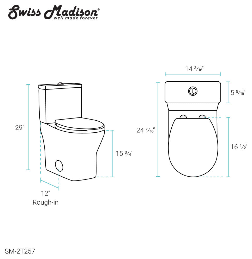 Sublime II Compact Two Piece Toilet 24" Long Dual Flush 0.8/1.28 GPF Elongated