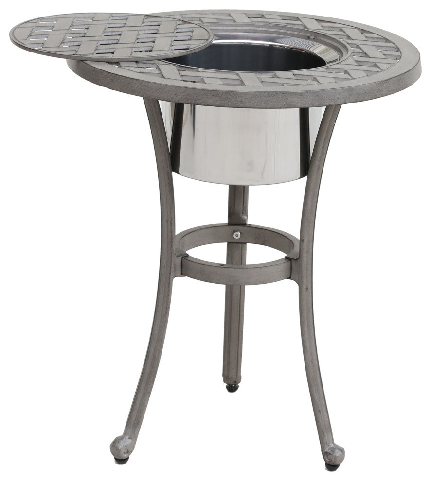 Stinson 21-" Round Table With Ice Bucket, Heritage Grey