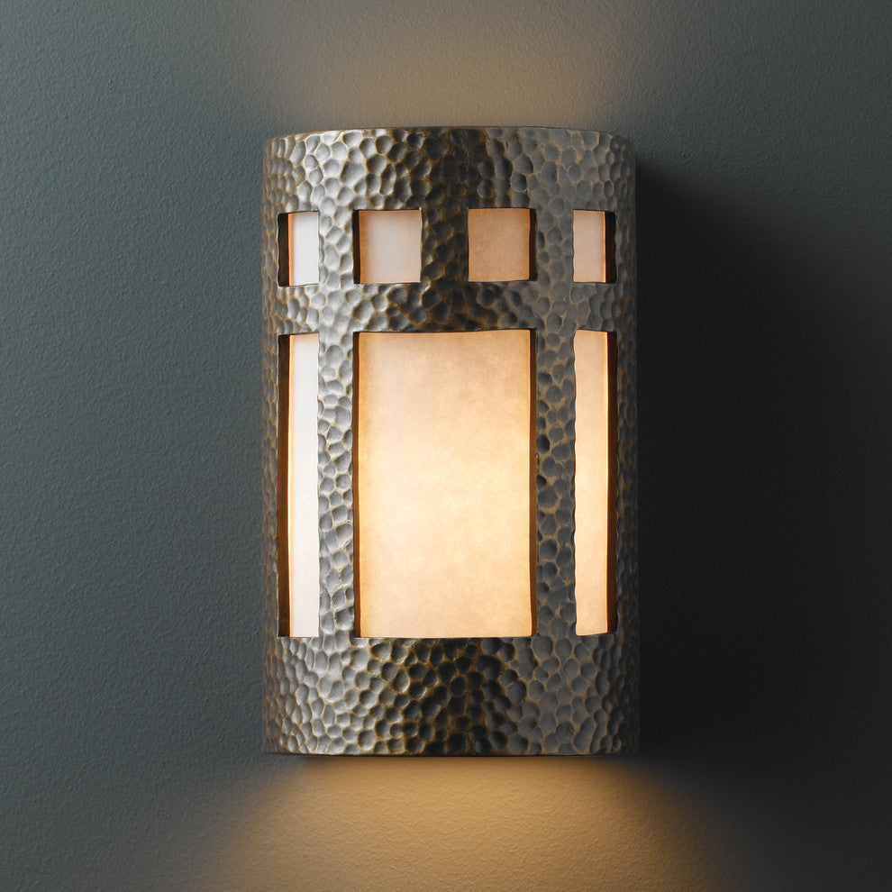 Ambiance Small Prairie Window, Outdoor Wall Sconce, Brass, White