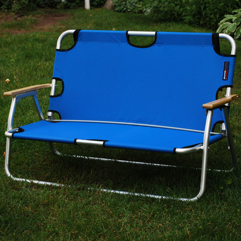 Sport Couch Two-Person Folding Aluminum Chair, Royal Blue