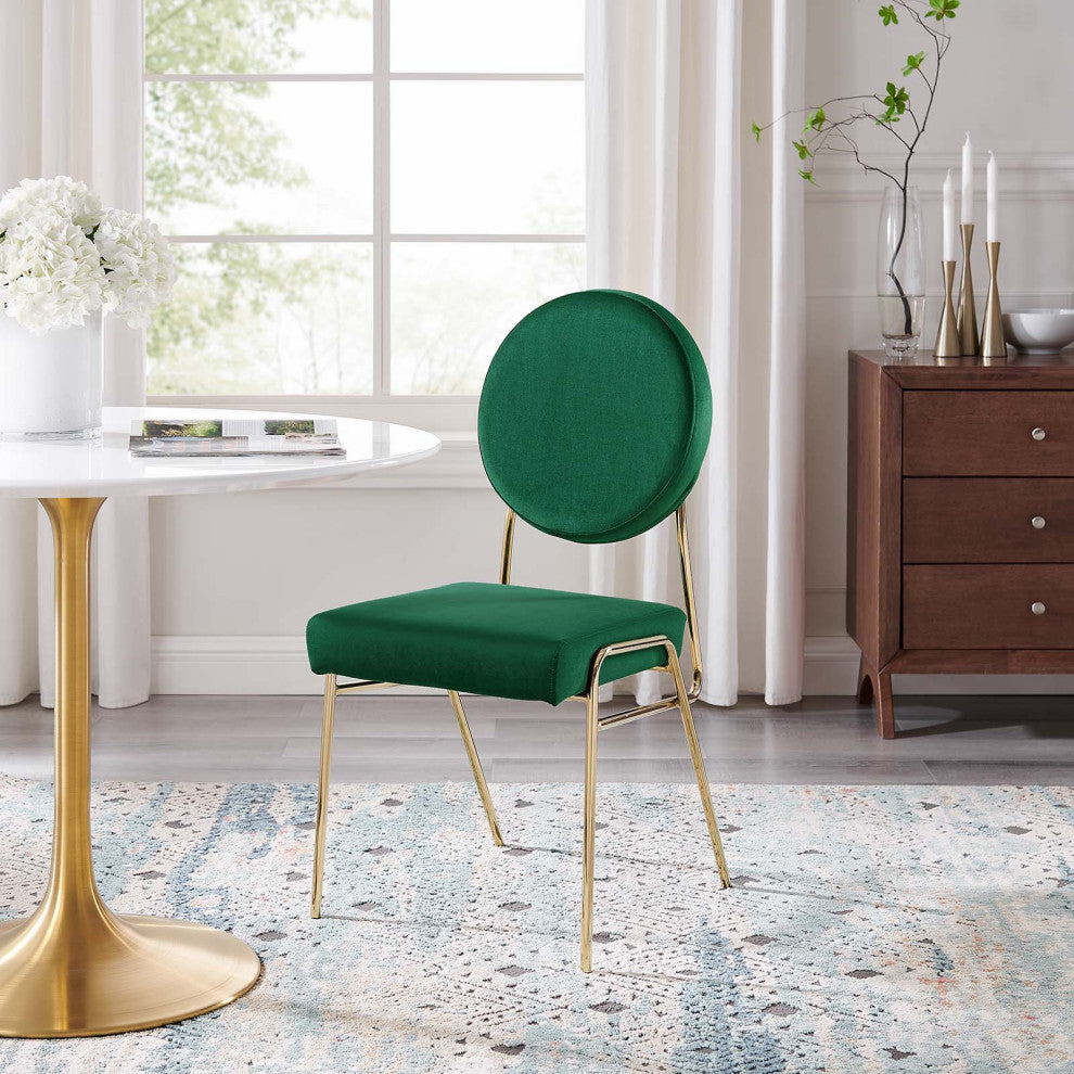 Craft Performance Velvet Dining Side Chair, Gold Green