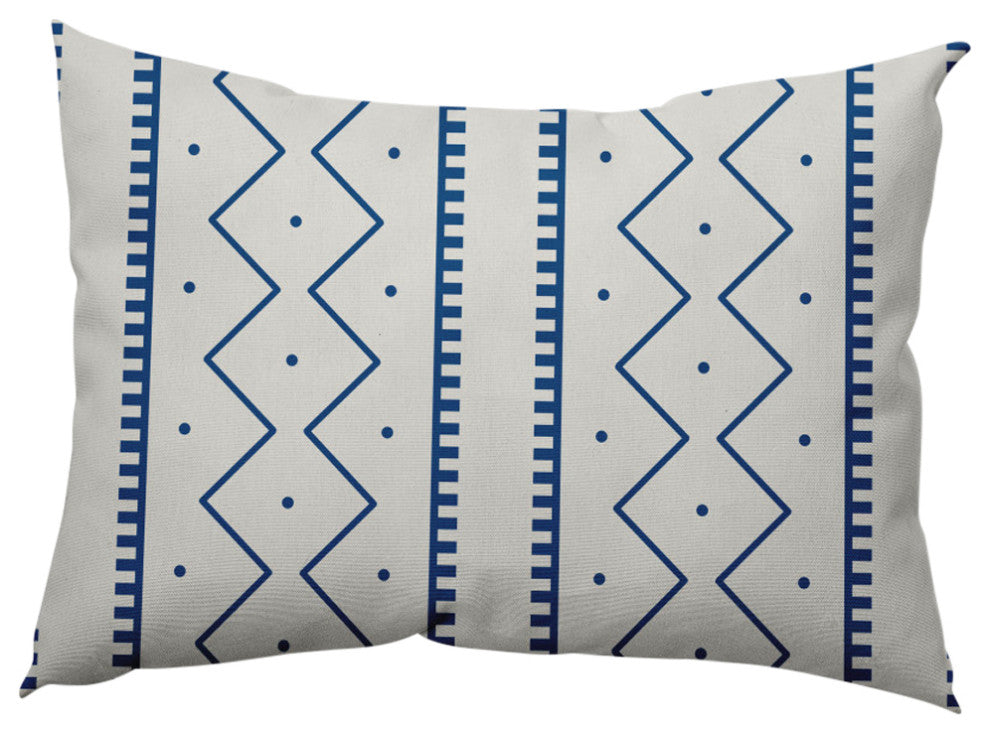 Mudcloth Decorative Throw Pillow, Dark Cobalt Blue, 14"x20"