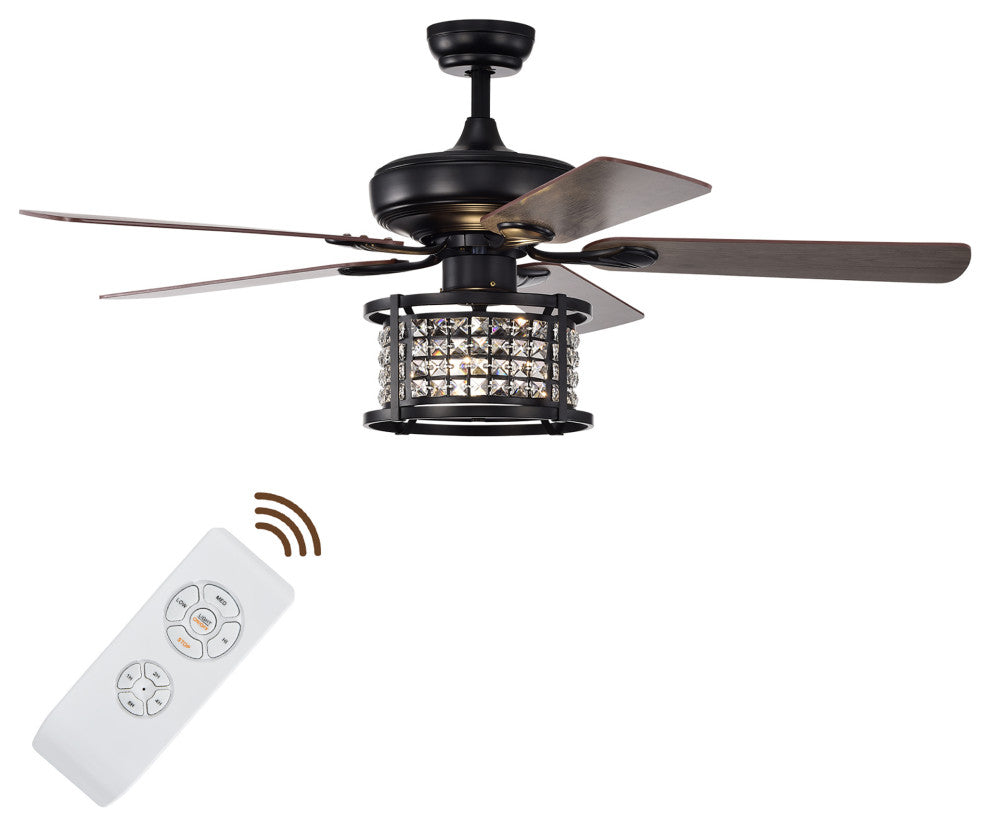 Costway 52'' Ceiling Fan with Light Reversible Crystal Lamp W/Remote Control