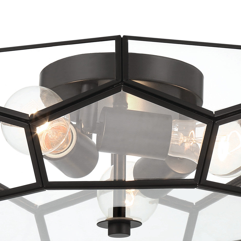3 Light 15.75'' Unique/Statement Geometric Flush Mount, Black