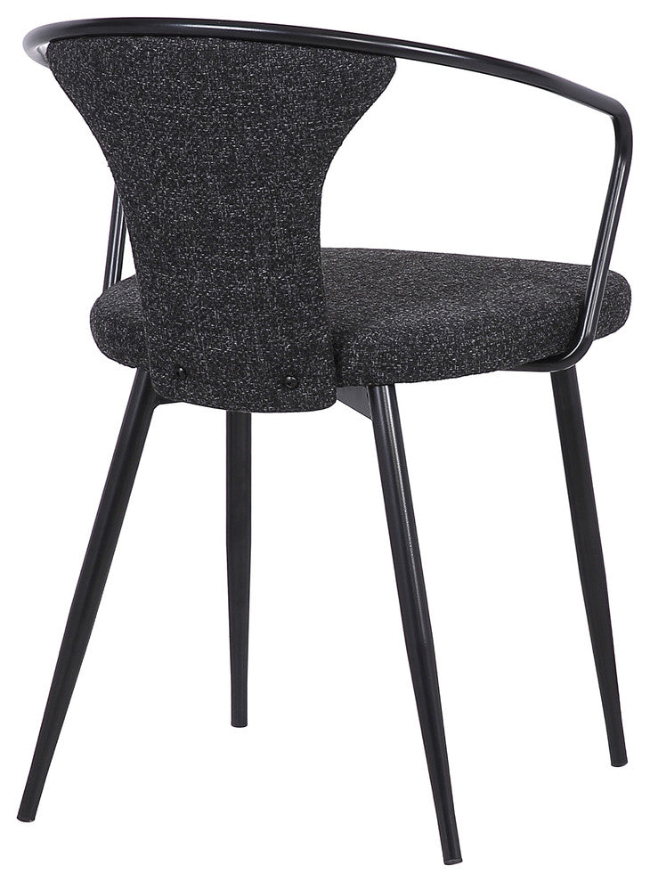 Francis Dining Chair, Black Powder Coated Finish and Black Fabric