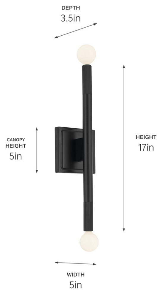 Odensa 2 Light Wall Sconce, Champagne Bronze, Black
