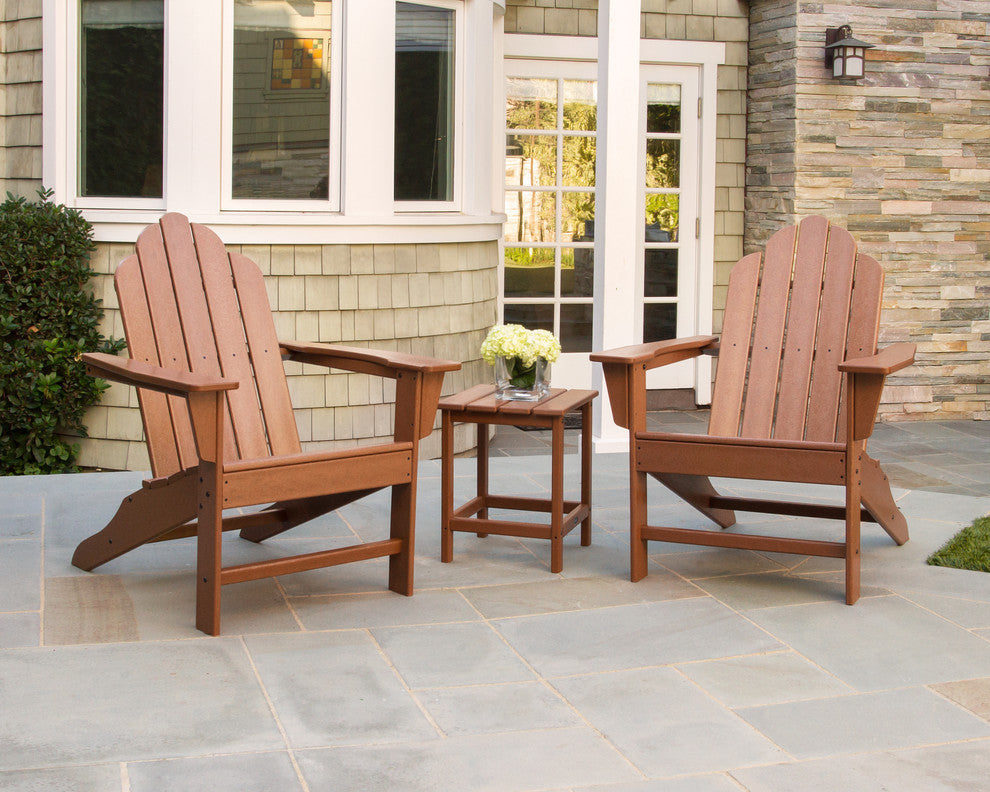 Polywood Long Island Adirondack 3-Piece Set, Teak