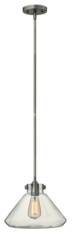 Hinkley Congress Mini-Pendant Large Retro Glass Pendant, Antique Nickel