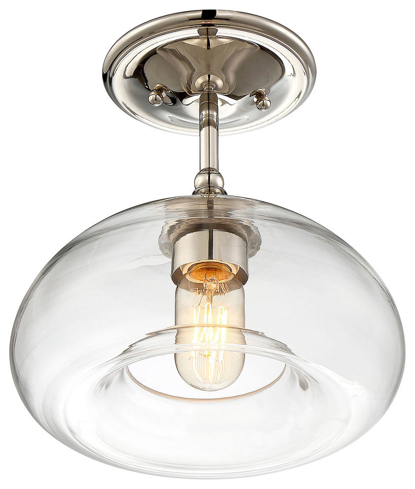 1-Light Semi-Flush Mount, Polished Nickel