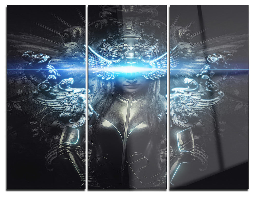 "Woman Suit With Relief" Digital Metal Wall Art, 3 Panels, 36"x28"