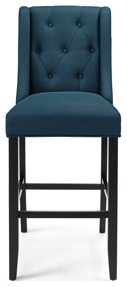 Bar Stool Chair Barstool, Set of 2, Fabric, Wood, Navy Blue, Modern, Bar Pub
