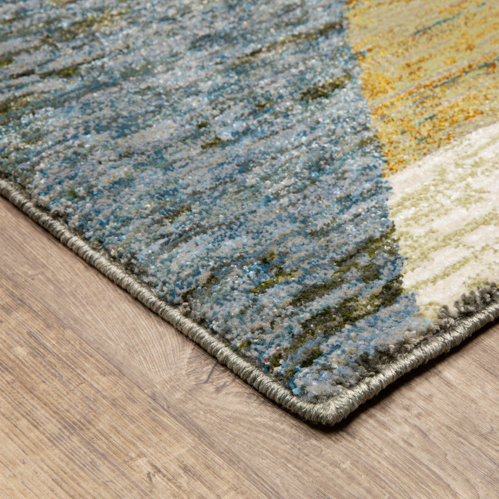 Sadie Angles Power-Loomed Area Rug, Gold/Blue, 6'7"x9'6"
