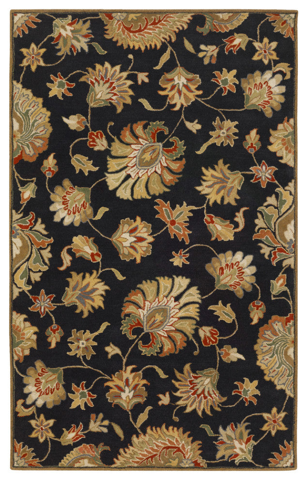 Surya Caesar CAE-1027 Traditional Area Rug, Black, 4' x 6' Rectangle