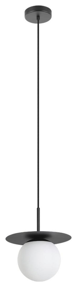 Arenales 1-Light Mini Pendant, Structured Black, White Opal Glass Shade