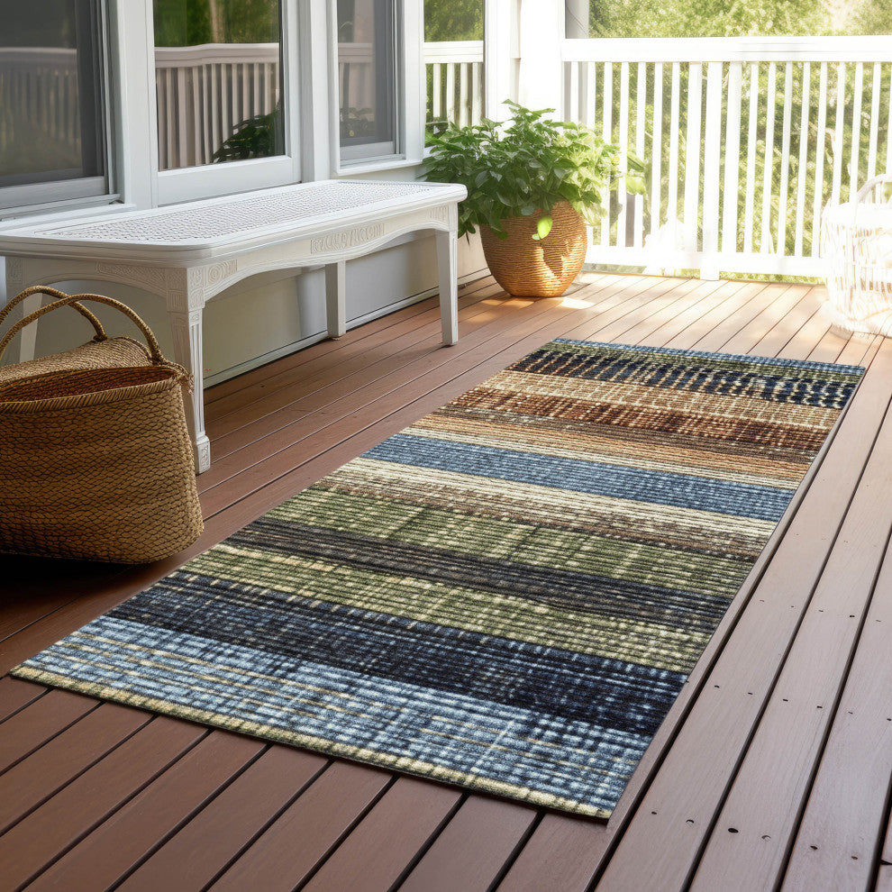 Machine Washable Indoor/Outdoor Chantille ACN1873 Blue 2'3" x 7'6" Runner Rug