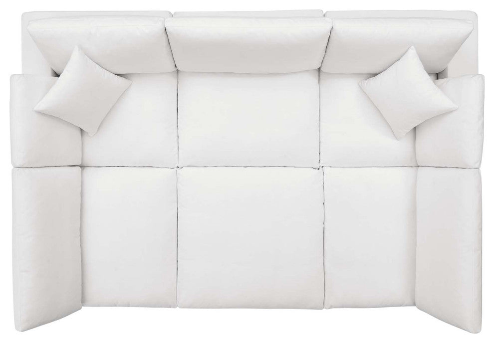 Modular Sectional Deep Sofa Set, White, Fabric, Modern, Lounge Cafe Hospitality