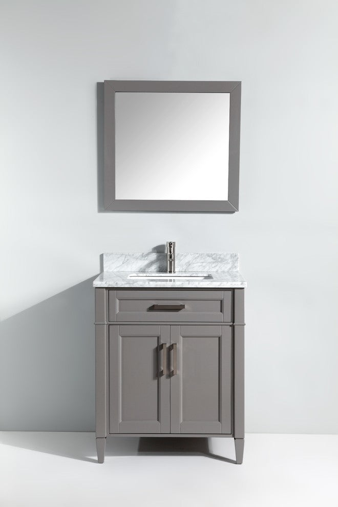 Vanity Set With Carrara Marble Top, 30", Gray, Led Sensor-Switch Mirror