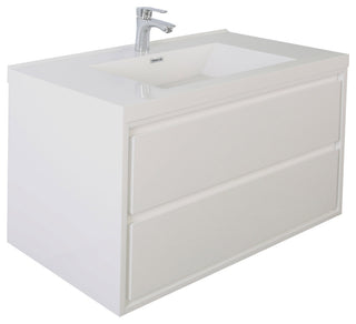 MOM Wall Mounted Vanity, Glossy White, 36", Single Sink, Wall Mount