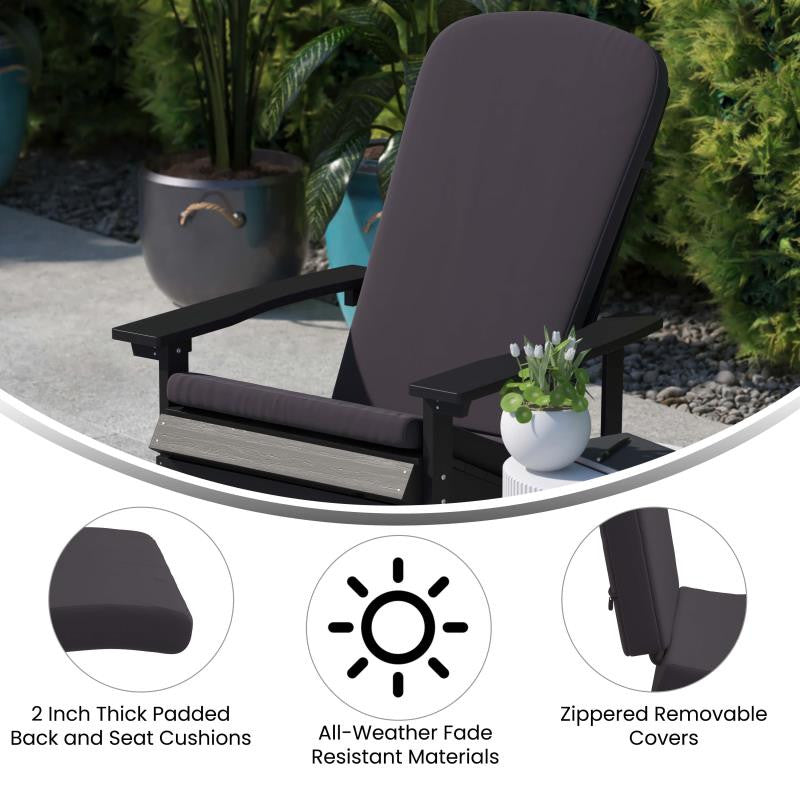 Charlestown Set of 2 All Weather High Back Adirondack Chair Cushions, Gray