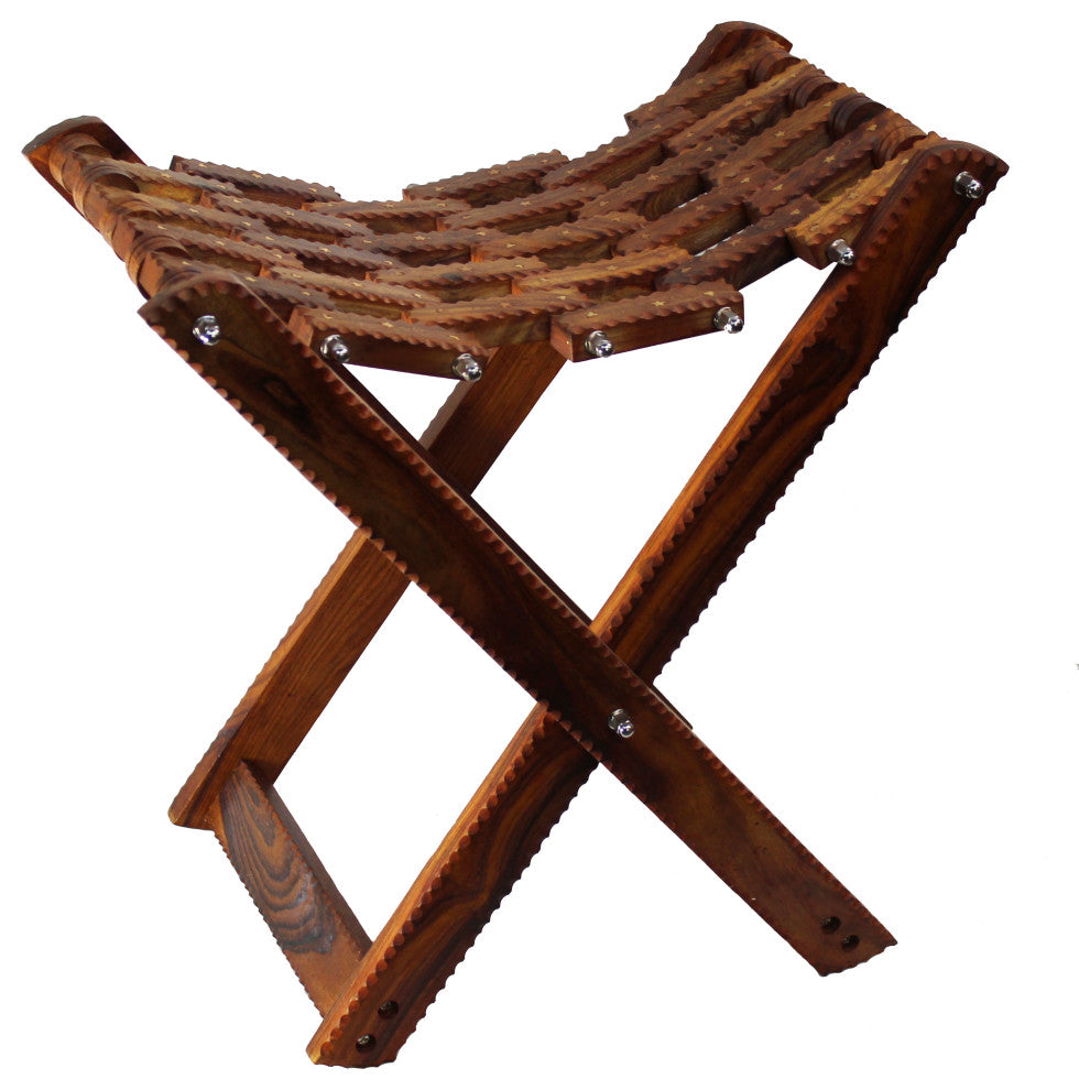 Natural Geo Rosewood Decorative Folding Stool
