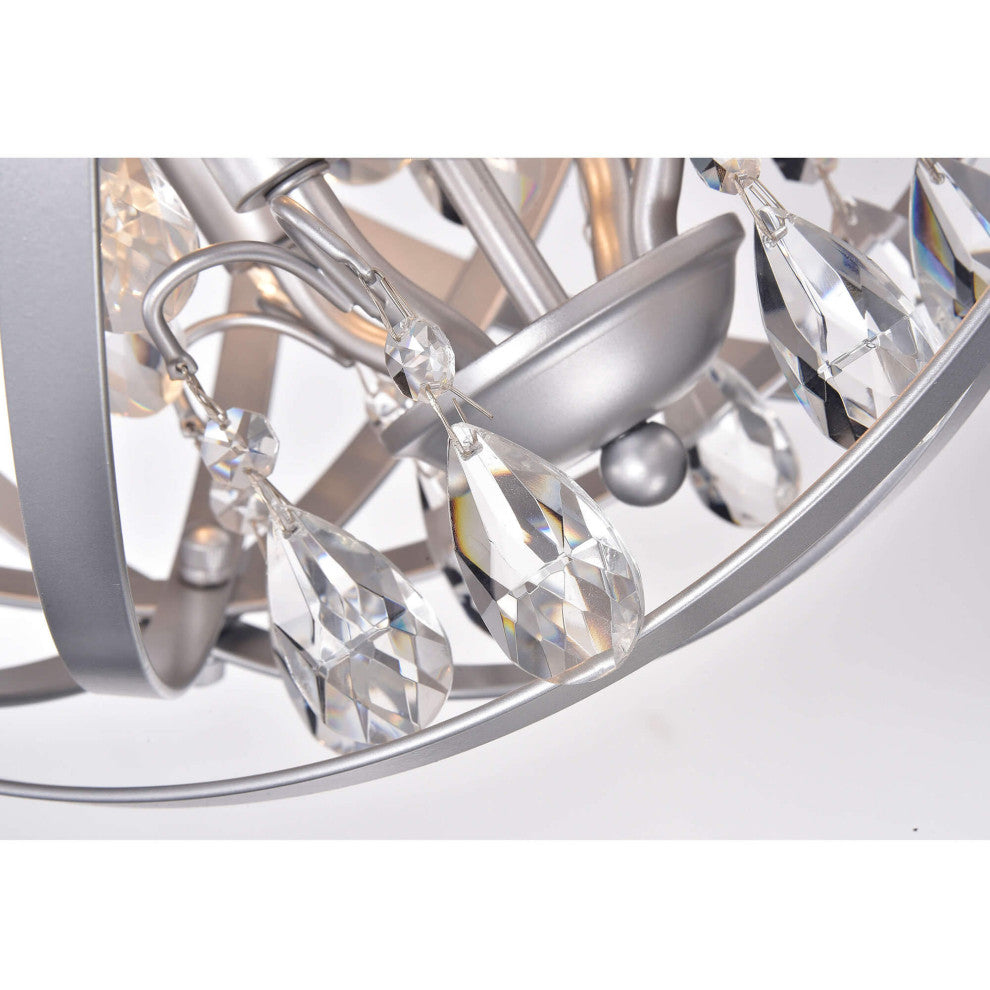 Chloe Matte Silver 4-light Crystal Orb Chandelier