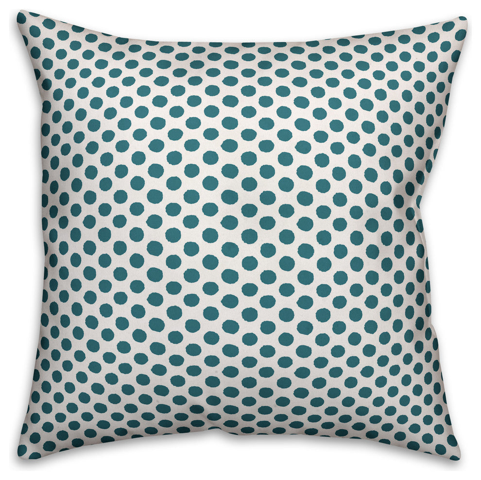 Blue Polka Dots Outdoor Throw Pillow, 16"x16"