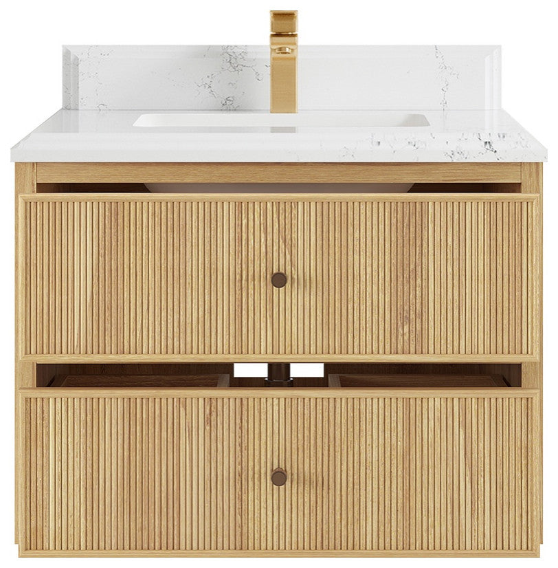 Sonoma Floating 30" Single Sink Vanity in Light Natural With 1.5" Empira Quartz