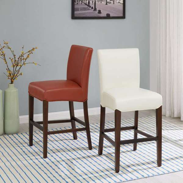 Milton Fabric Stool, Pumpkin, Counter Stool, Bonded Leather