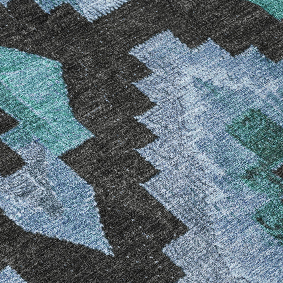 Machine Washable Indoor/Outdoor Chantille ACN1894 Teal 3' x 5' Rug