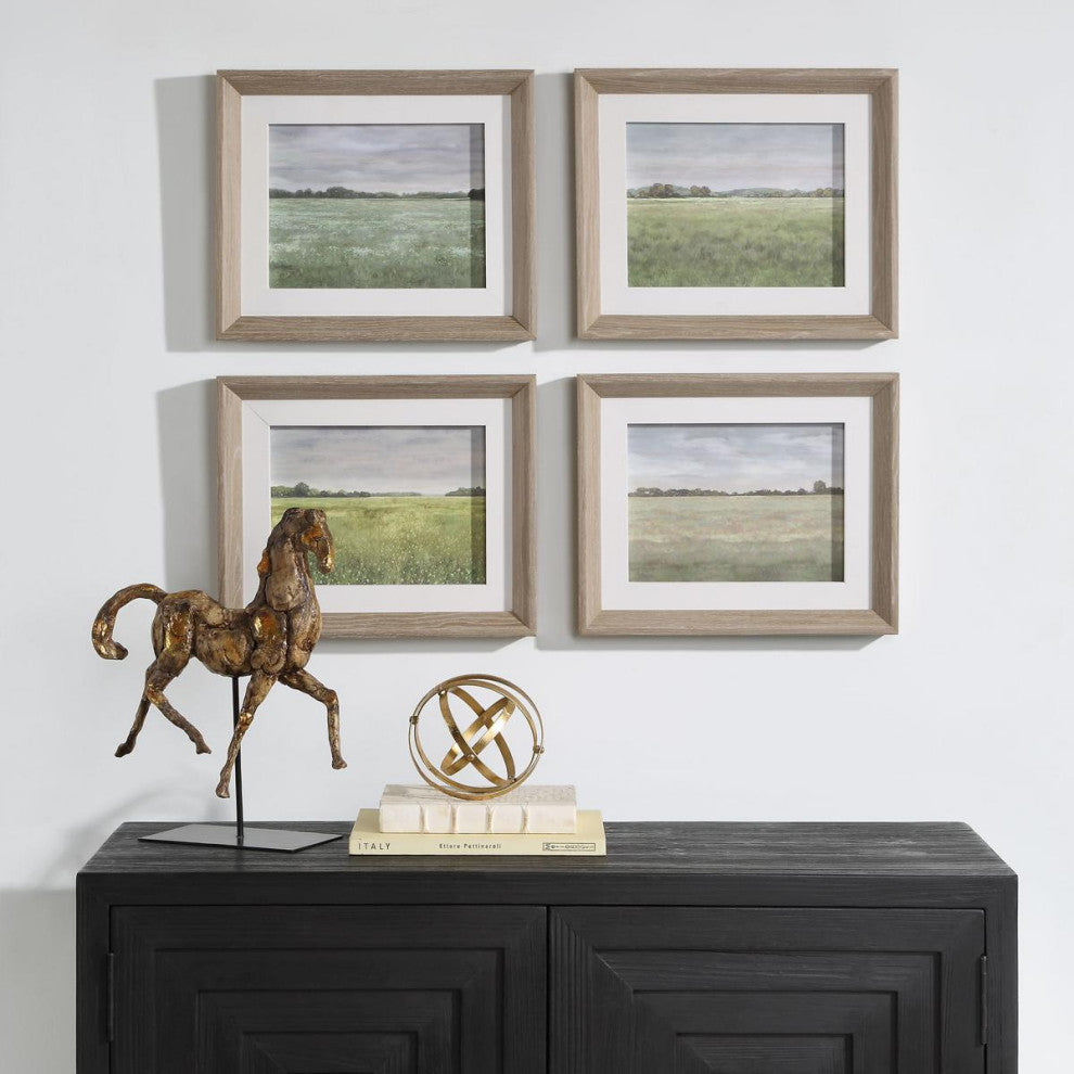 Quiet Meadows Art Print, Pine Wood with White Wash