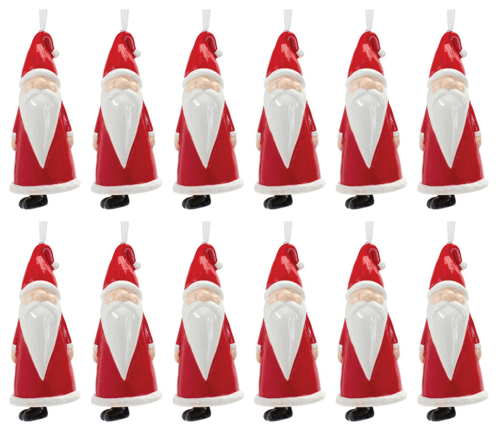 Ceramic Santa Bell Ornament, Set of 12