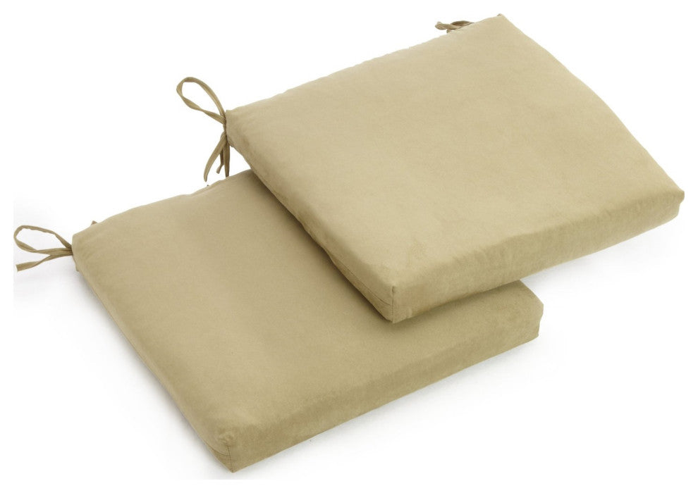 20"X19" Solid Microsuede Chair Cushions, Set of 2, Sage Green