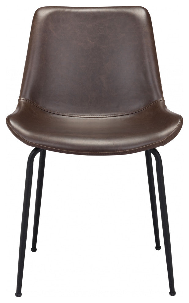 Set of Two Brown and Black Top Shelf Modern Rugged Dining Chairs