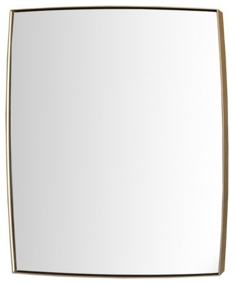 Rectangular Metal Frame Mirror, Brushed Gold