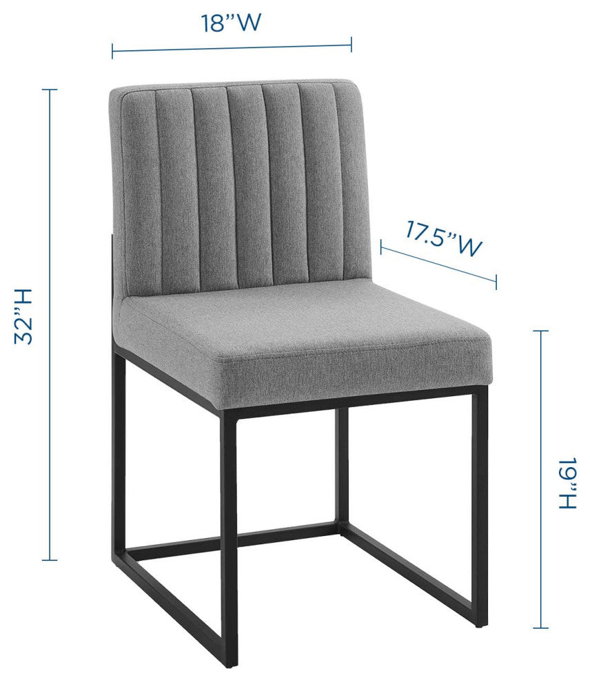 Carriage Dining Chair Upholstered Fabric Set of 2-Black Light Gray