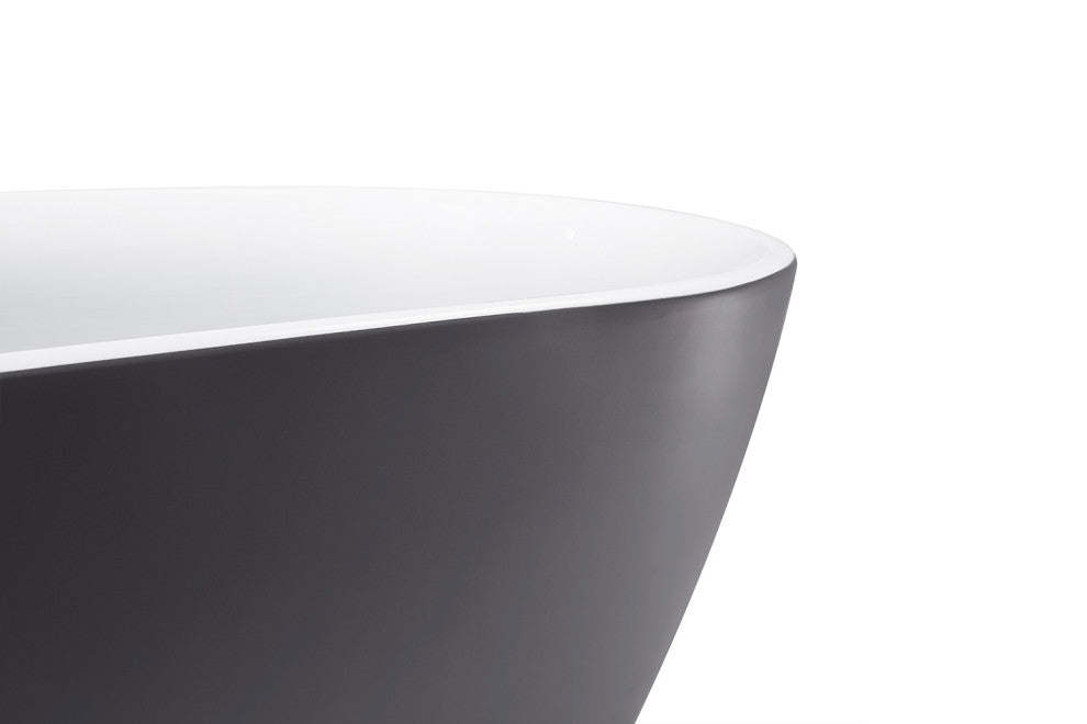59" Chrome glossy Acrylic Oval Freestanding Non-Whirlpool Soaking Bathtub