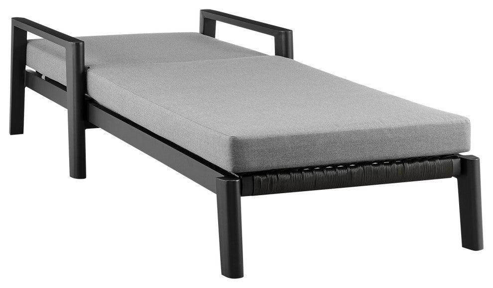 Cayman Outdoor Adjustable Chaise Lounge Chair in Aluminum with Gray Cushions