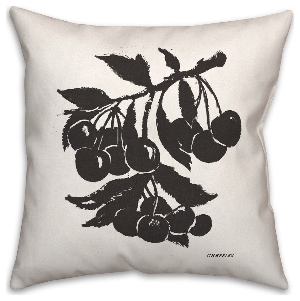 Block Print Cherries 18"x18" Spun Poly Pillow