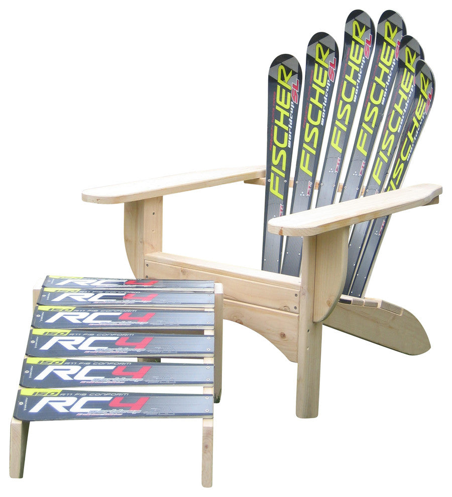 Snow Ski Skichair and Ottoman Black Fisher, Black Fisher
