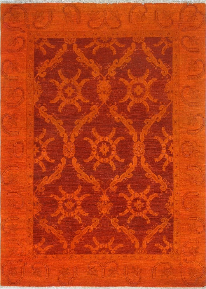 Overdyed Peshawar Alcott Orange/ Rug, 5''5x7''6