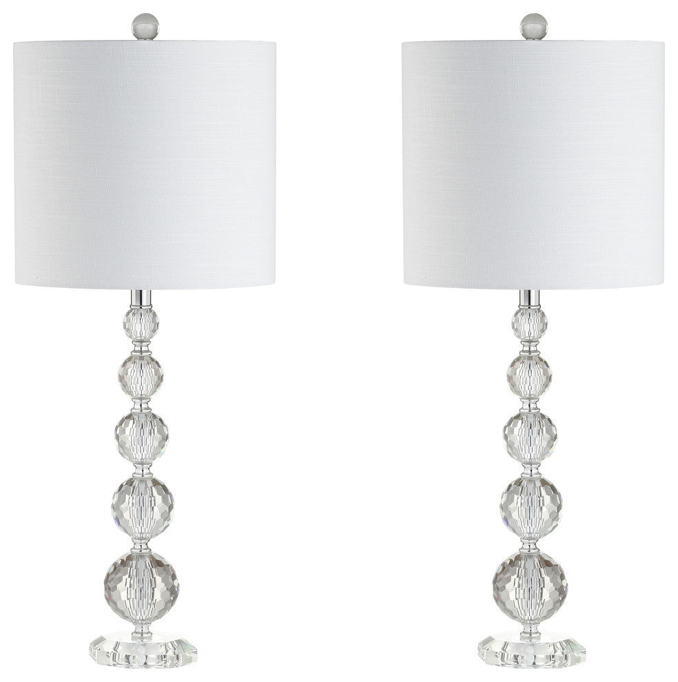 Nala 28.5" Crystal Table Lamp, Chrome, Set of 2