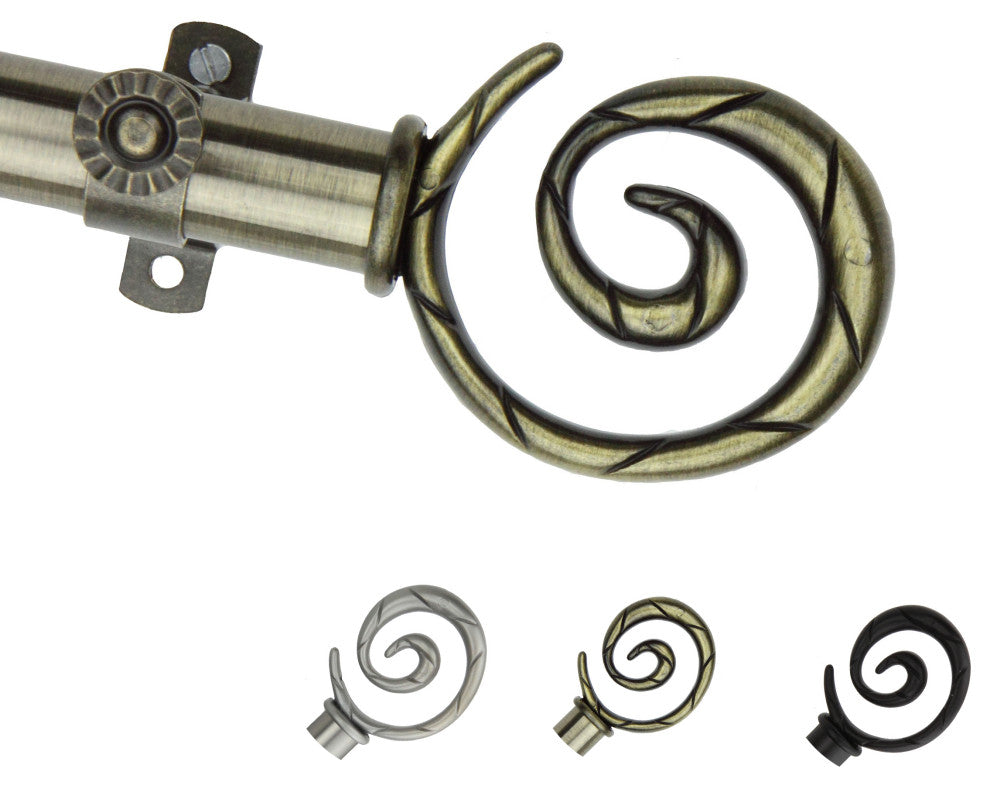 Valen 13/16" Diameter Curtain Rod, Antique Brass, 18-28"
