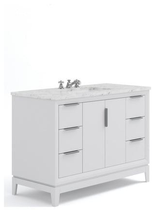 Elizabeth 48" Single Sink Carrara White Marble Vanity, Pure White
