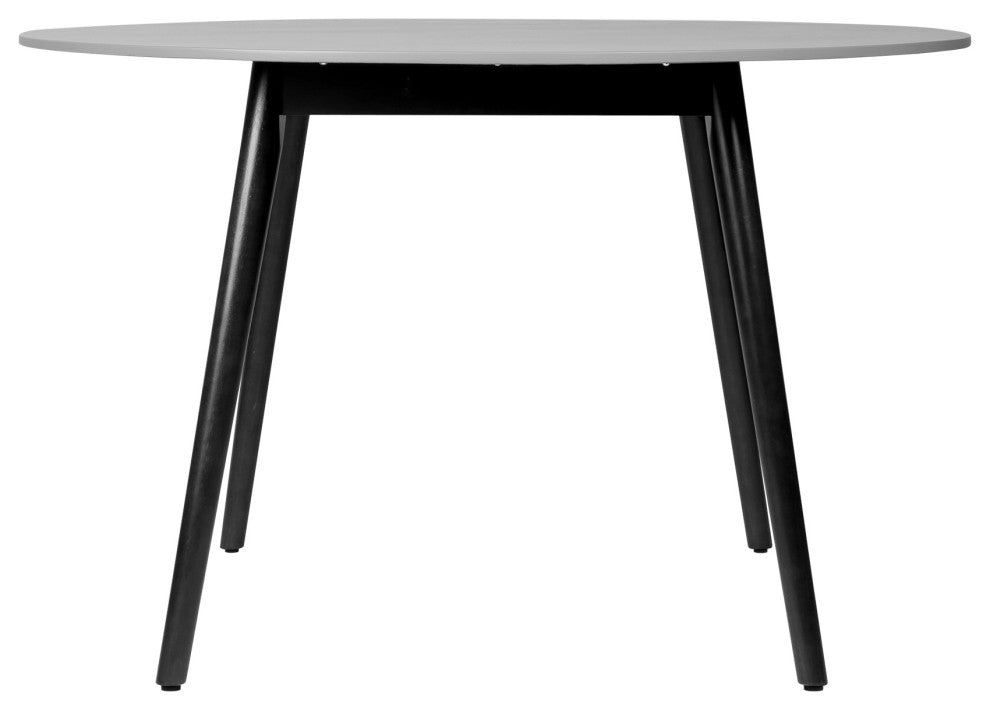Sydney Outdoor Patio Round Dining Table, Black Eucalyptus and Gray Stone