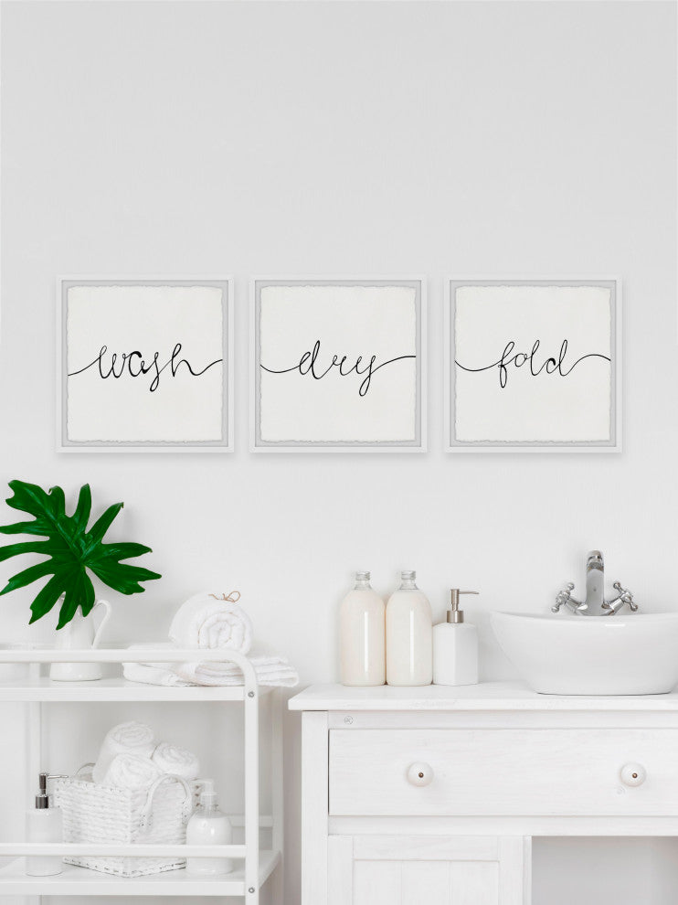 Cursive Laundry Triptych, 3-Piece Set, 32x32 Panels