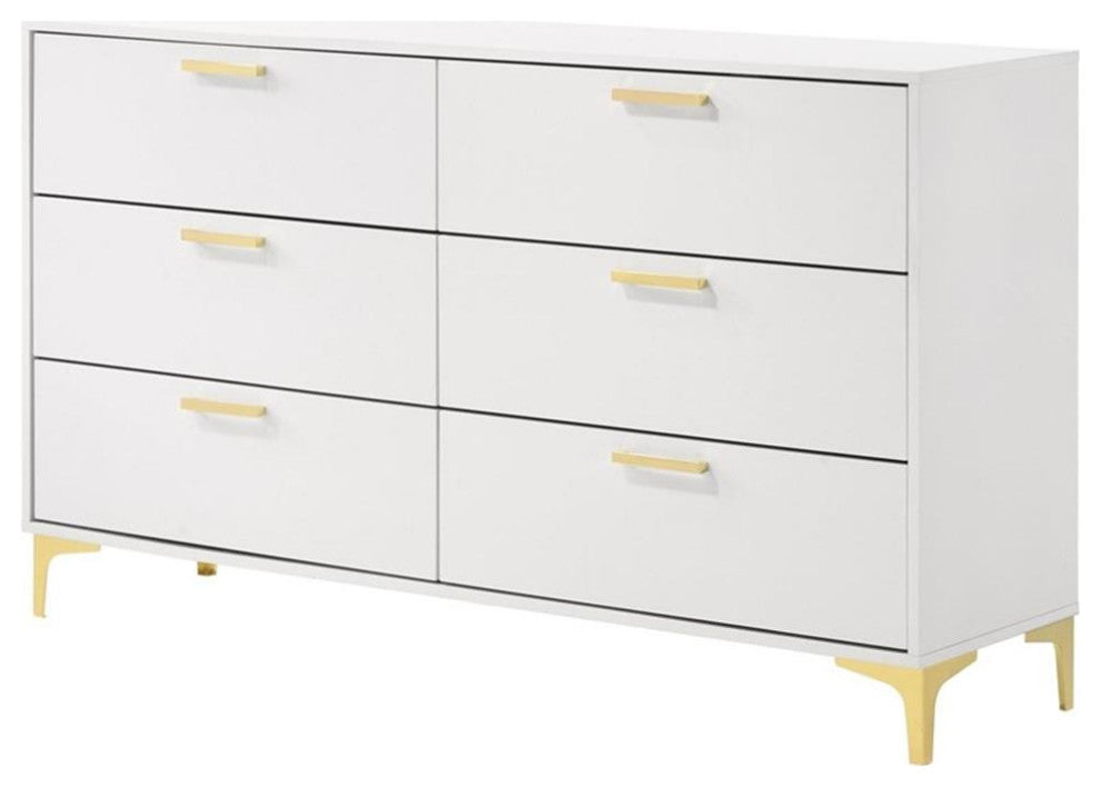 Coaster Kendall 6-drawer Contemporary Wood Dresser with Metal Base in White