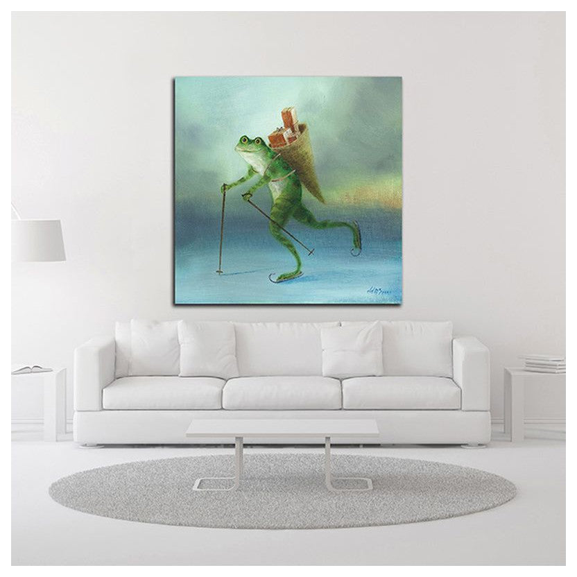 "The Yuletide Frog" by DD McInnes, Print on Canvas, 14"x14"